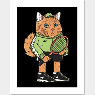 Badminton Cat Sport Club Posters and Art